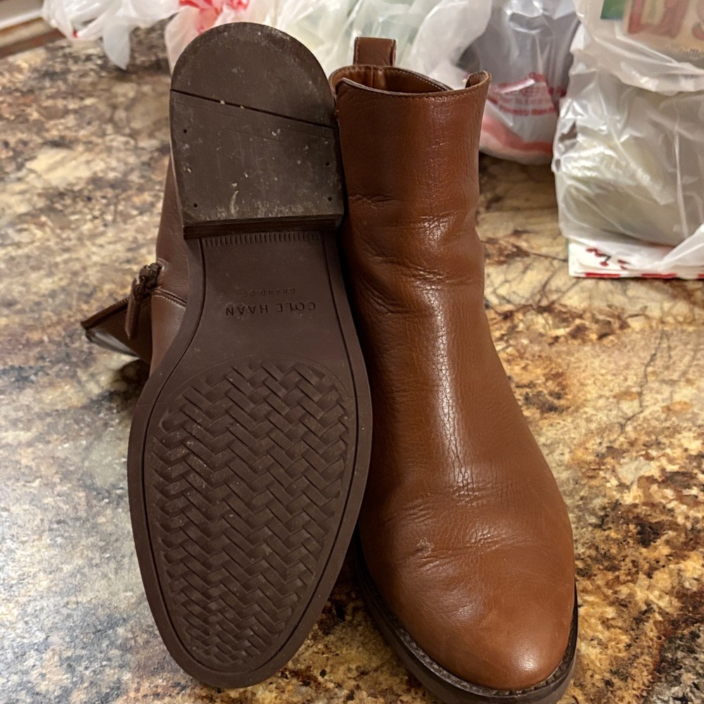 Cole Haan Women Tan Leather Ankle Boots